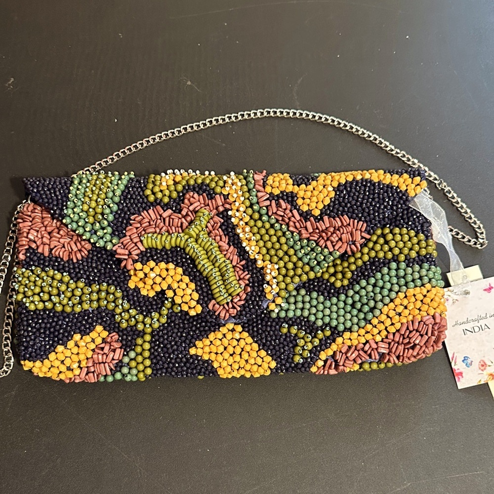 Made in India fall multi-colored beaded crossbody bag